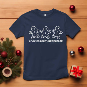 Cookies For Three Please Pregnancy Announcement Christmas T Shirt TS10 Navy Print Your Wear