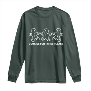 Cookies For Three Please Pregnancy Announcement Christmas Long Sleeve Shirt - Print Your Wear