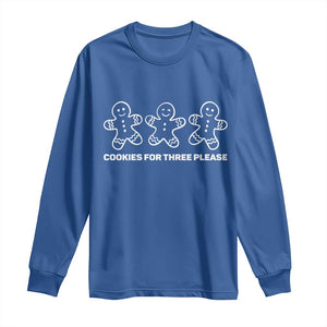 Cookies For Three Please Pregnancy Announcement Christmas Long Sleeve Shirt - Print Your Wear