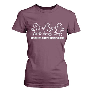 Cookies For Three Please Pregnancy Announcement Christmas T Shirt For Women TS10 Maroon Print Your Wear