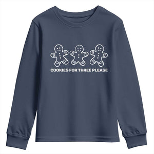 Cookies For Three Please Pregnancy Announcement Christmas Youth Sweatshirt TS10 Navy Print Your Wear