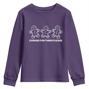 Cookies For Three Please Pregnancy Announcement Christmas Youth Sweatshirt TS10 Purple Print Your Wear