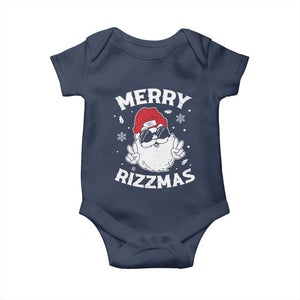Funny Christmas Santa Baby Onesie Merry Rizzmas Kids Teens School TS10 Navy Print Your Wear