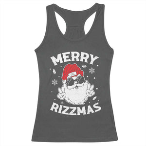 Funny Christmas Santa Racerback Tank Top Merry Rizzmas Kids Teens School TS10 Dark Heather Print Your Wear