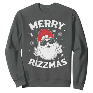 Funny Christmas Santa Sweatshirt Merry Rizzmas Kids Teens School TS10 Dark Heather Print Your Wear