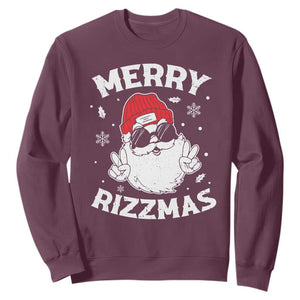 Funny Christmas Santa Sweatshirt Merry Rizzmas Kids Teens School TS10 Maroon Print Your Wear