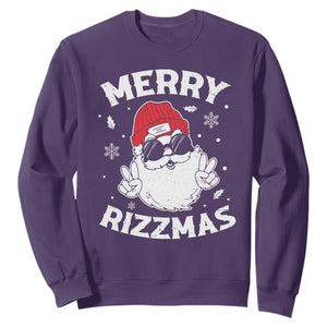Funny Christmas Santa Sweatshirt Merry Rizzmas Kids Teens School TS10 Purple Print Your Wear