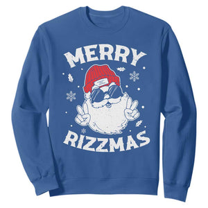 Funny Christmas Santa Sweatshirt Merry Rizzmas Kids Teens School TS10 Royal Blue Print Your Wear
