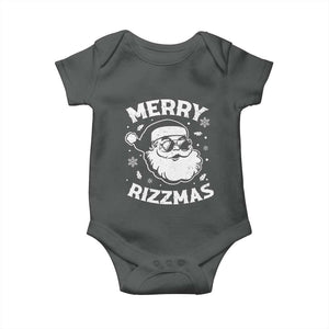 Funny Christmas Santa Claus Baby Onesie Merry Rizzmas Kids Teens School TS10 Dark Heather Print Your Wear