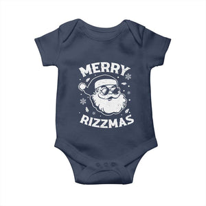 Funny Christmas Santa Claus Baby Onesie Merry Rizzmas Kids Teens School TS10 Navy Print Your Wear