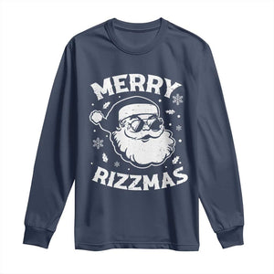 Funny Christmas Santa Claus Long Sleeve Shirt Merry Rizzmas Kids Teens School TS10 Navy Print Your Wear