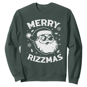 Funny Christmas Santa Claus Sweatshirt Merry Rizzmas Kids Teens School TS10 Dark Forest Green Print Your Wear