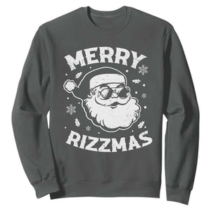 Funny Christmas Santa Claus Sweatshirt Merry Rizzmas Kids Teens School TS10 Dark Heather Print Your Wear
