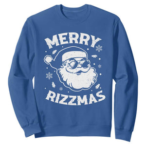 Funny Christmas Santa Claus Sweatshirt Merry Rizzmas Kids Teens School TS10 Royal Blue Print Your Wear