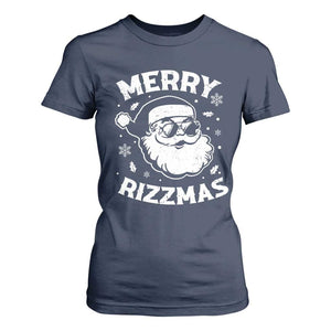 Funny Christmas Santa Claus T Shirt For Women Merry Rizzmas Kids Teens School TS10 Navy Print Your Wear