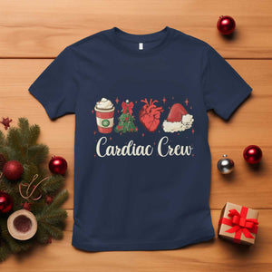Christmas Cardiac Nurse T Shirt Cardiac Crew Anatomical Xmas Heart Anatomy Tree Bow TS10 Navy Print Your Wear