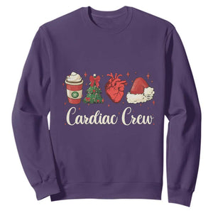 Christmas Cardiac Nurse Sweatshirt Cardiac Crew Anatomical Xmas Heart Anatomy Tree Bow TS10 Purple Print Your Wear