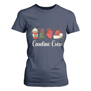 Christmas Cardiac Nurse T Shirt For Women Cardiac Crew Anatomical Xmas Heart Anatomy Tree Bow TS10 Navy Print Your Wear