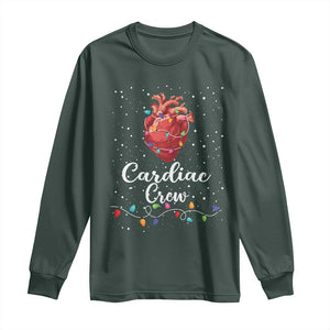 Christmas Cardiac Nurse Long Sleeve Shirt Cardiac Crew Anatomical Anatomy Xmas Heart With Lights TS10 Dark Forest Green Print Your Wear