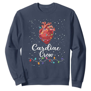 Christmas Cardiac Nurse Sweatshirt Cardiac Crew Anatomical Anatomy Xmas Heart With Lights TS10 Navy Print Your Wear