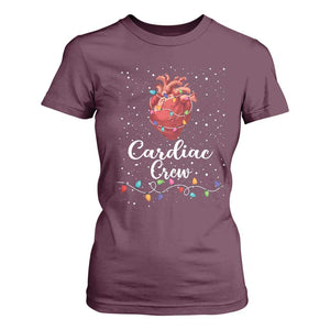 Christmas Cardiac Nurse T Shirt For Women Cardiac Crew Anatomical Anatomy Xmas Heart With Lights TS10 Maroon Print Your Wear