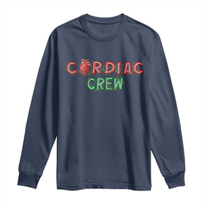 Christmas Cardiac Nurse Long Sleeve Shirt Cardiac Crew Anatomical Xmas Heart Anatomy Nurse Gift TS10 Navy Print Your Wear