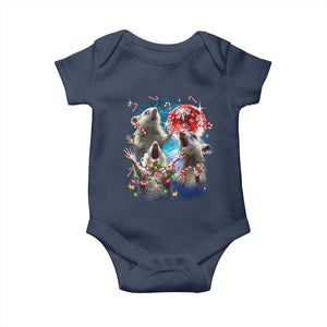 Possum Christmas Baby Onesie 3 Opossum Possum Funny Weird Cursed Meme TS10 Navy Print Your Wear