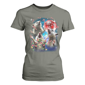 Possum Christmas T Shirt For Women 3 Opossum Possum Funny Weird Cursed Meme TS10 Military Green Print Your Wear