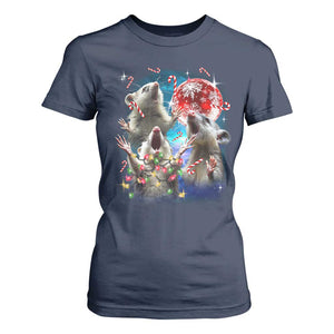 Possum Christmas T Shirt For Women 3 Opossum Possum Funny Weird Cursed Meme TS10 Navy Print Your Wear