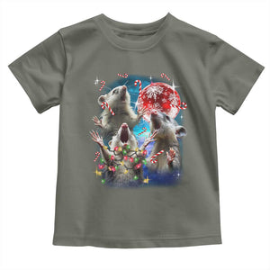Possum Christmas Toddler T Shirt 3 Opossum Possum Funny Weird Cursed Meme TS10 Military Green Print Your Wear