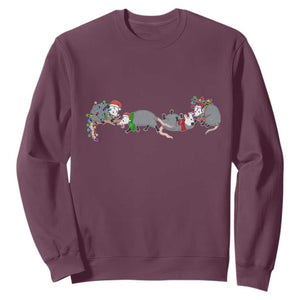 Opossum Christmas Sweatshirt Funny Wild Animals Xmas Lights TS10 Maroon Print Your Wear