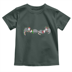 Opossum Christmas Toddler T Shirt Funny Wild Animals Xmas Lights TS10 Dark Forest Green Print Your Wear