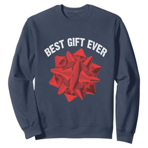 Christmas Present Costume Sweatshirt Best Gift Ever Red Bow TS10 Navy Print Your Wear