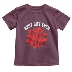 Christmas Present Costume Toddler T Shirt Best Gift Ever Red Bow TS10 Maroon Print Your Wear
