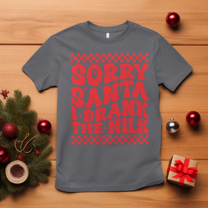 Christmas Baby T Shirt Sorry Santa I Drank The Milk Groovy TS10 Charcoal Print Your Wear