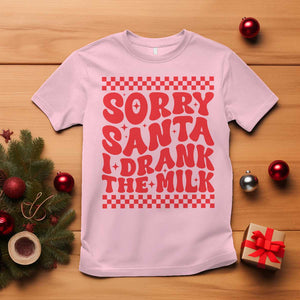 Christmas Baby T Shirt Sorry Santa I Drank The Milk Groovy TS10 Light Pink Print Your Wear