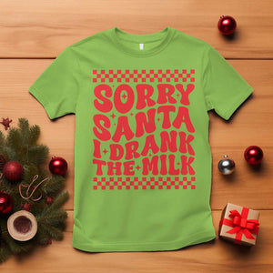 Christmas Baby T Shirt Sorry Santa I Drank The Milk Groovy TS10 Lime Print Your Wear