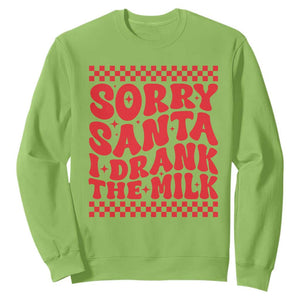 Christmas Baby Sweatshirt Sorry Santa I Drank The Milk Groovy TS10 Lime Print Your Wear