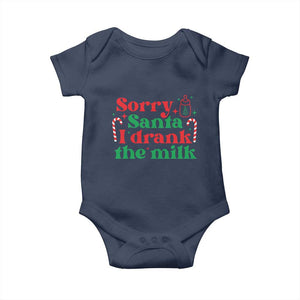 Christmas Baby Baby Onesie Funny Sorry Santa I Drank The Milk TS10 Navy Print Your Wear