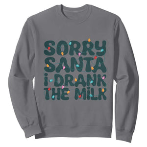 Christmas Baby Sweatshirt Sorry Santa I Drank The Milk Xmas Lights Toddler TS10 Charcoal Print Your Wear