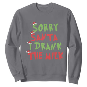 Christmas Baby Sweatshirt Sorry Santa I Drank The Milk Santa Hat TS10 Charcoal Print Your Wear