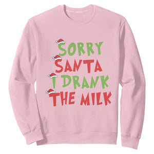 Christmas Baby Sweatshirt Sorry Santa I Drank The Milk Santa Hat TS10 Light Pink Print Your Wear