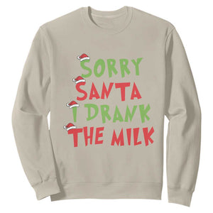 Christmas Baby Sweatshirt Sorry Santa I Drank The Milk Santa Hat TS10 Sand Print Your Wear