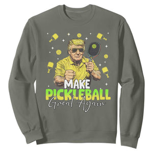 Pickleball Sweatshirt Funny Pickle Ball Lovers TS10 Military Green Print Your Wear