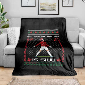 All I Want For Christmas Is Siuu Throw Blanket Funny Ugly Xmas Sport Fans TS10 Print Your Wear