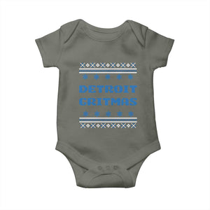 Detroit Ugly Christmas Baby Onesie Michigan 313 City TS10 Military Green Print Your Wear