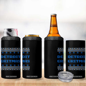 Detroit Ugly Christmas 4 in 1 Can Cooler Tumbler Michigan 313 City TS10 Print Your Wear