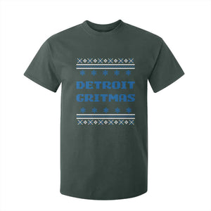 Detroit Ugly Christmas T Shirt For Kid Michigan 313 City TS10 Dark Forest Green Print Your Wear