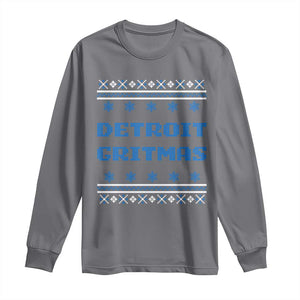 Detroit Ugly Christmas Long Sleeve Shirt Michigan 313 City TS10 Charcoal Print Your Wear