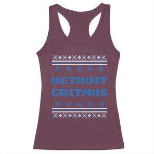 Detroit Ugly Christmas Racerback Tank Top Michigan 313 City TS10 Maroon Print Your Wear